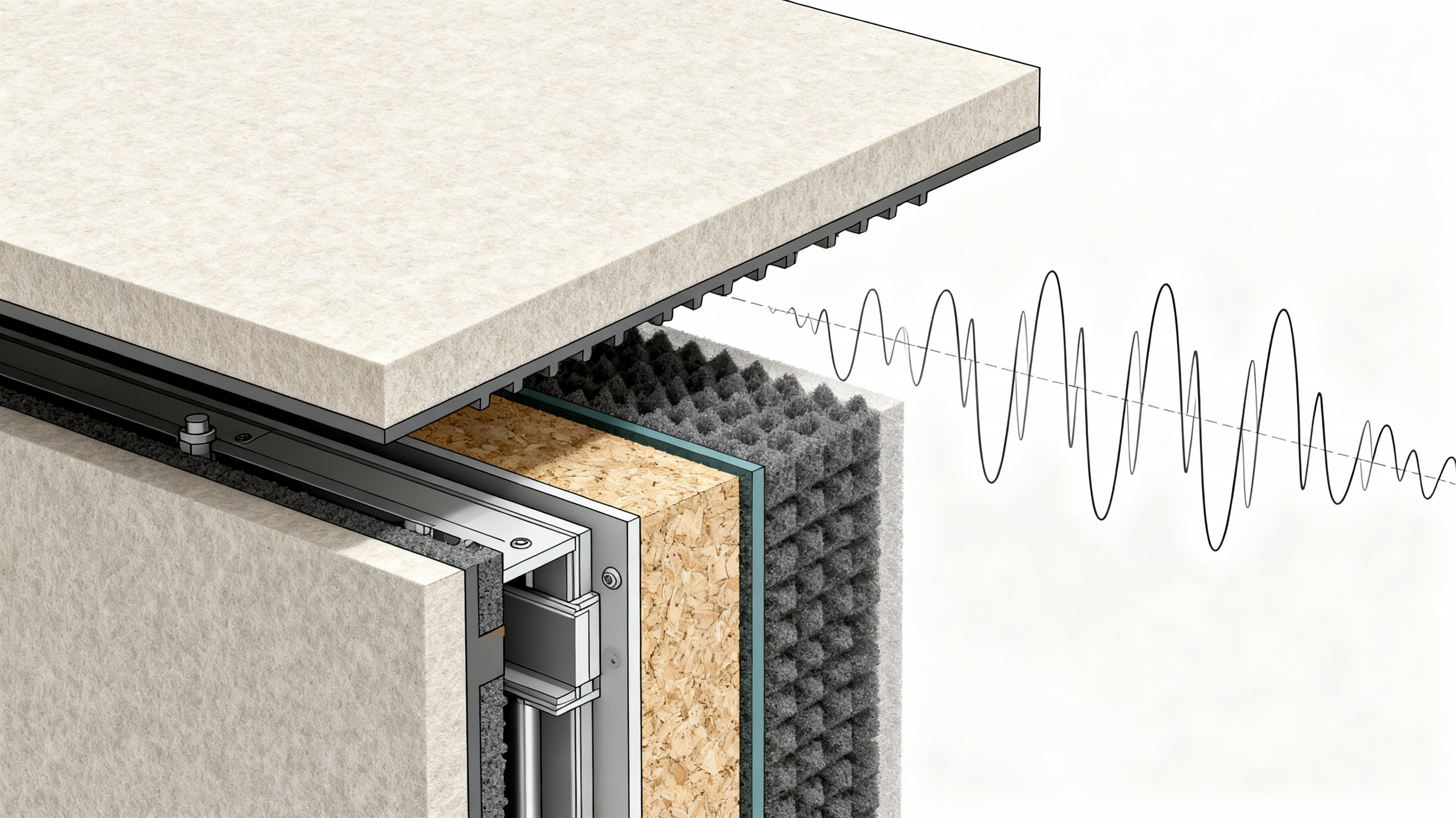 Principe bardage acoustique - Coupe technique isolation phonique
