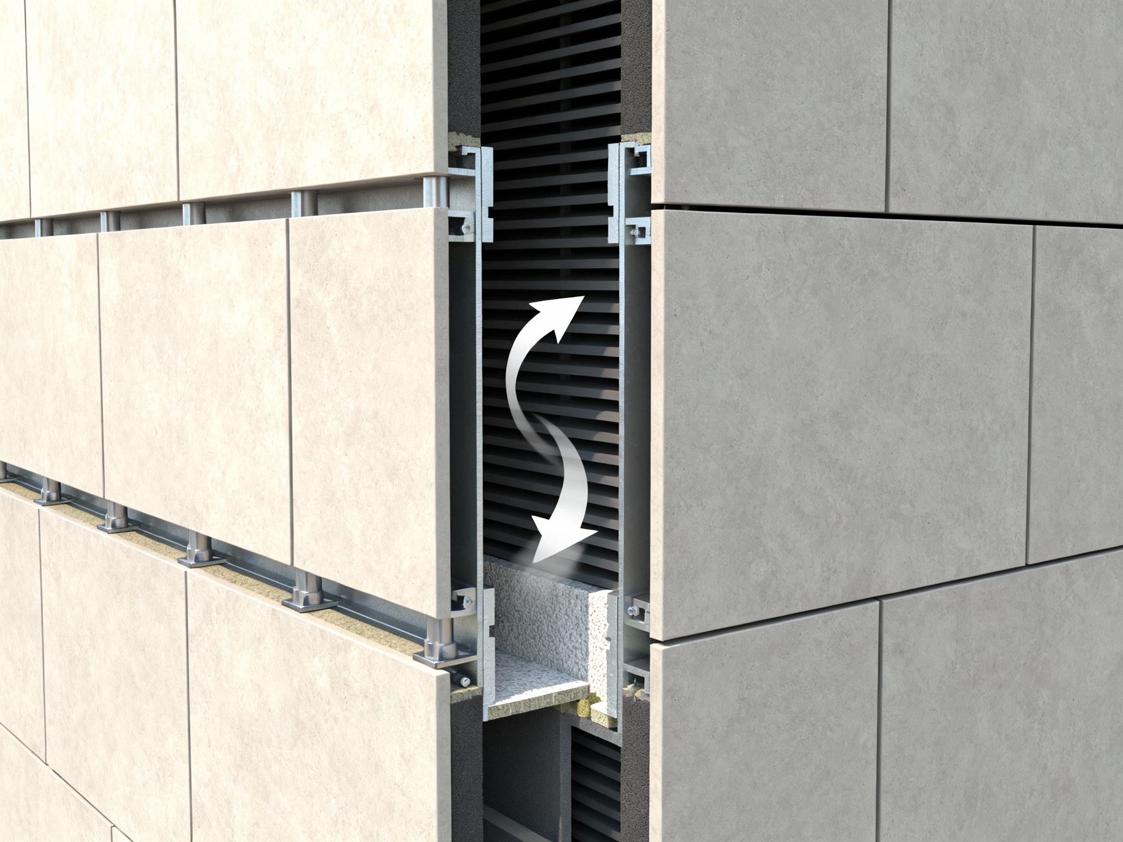 Principe bardage ventilé - Coupe technique