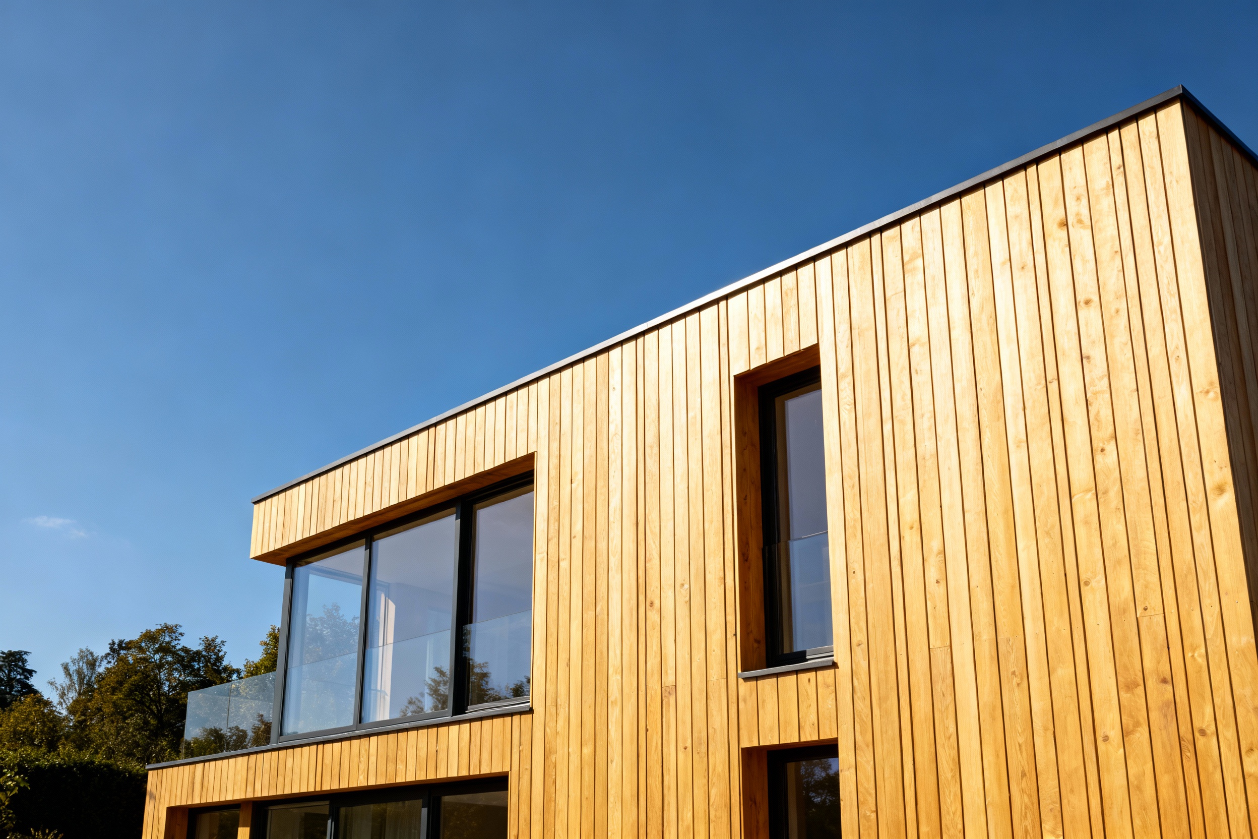 Maison avec bardage bois clair