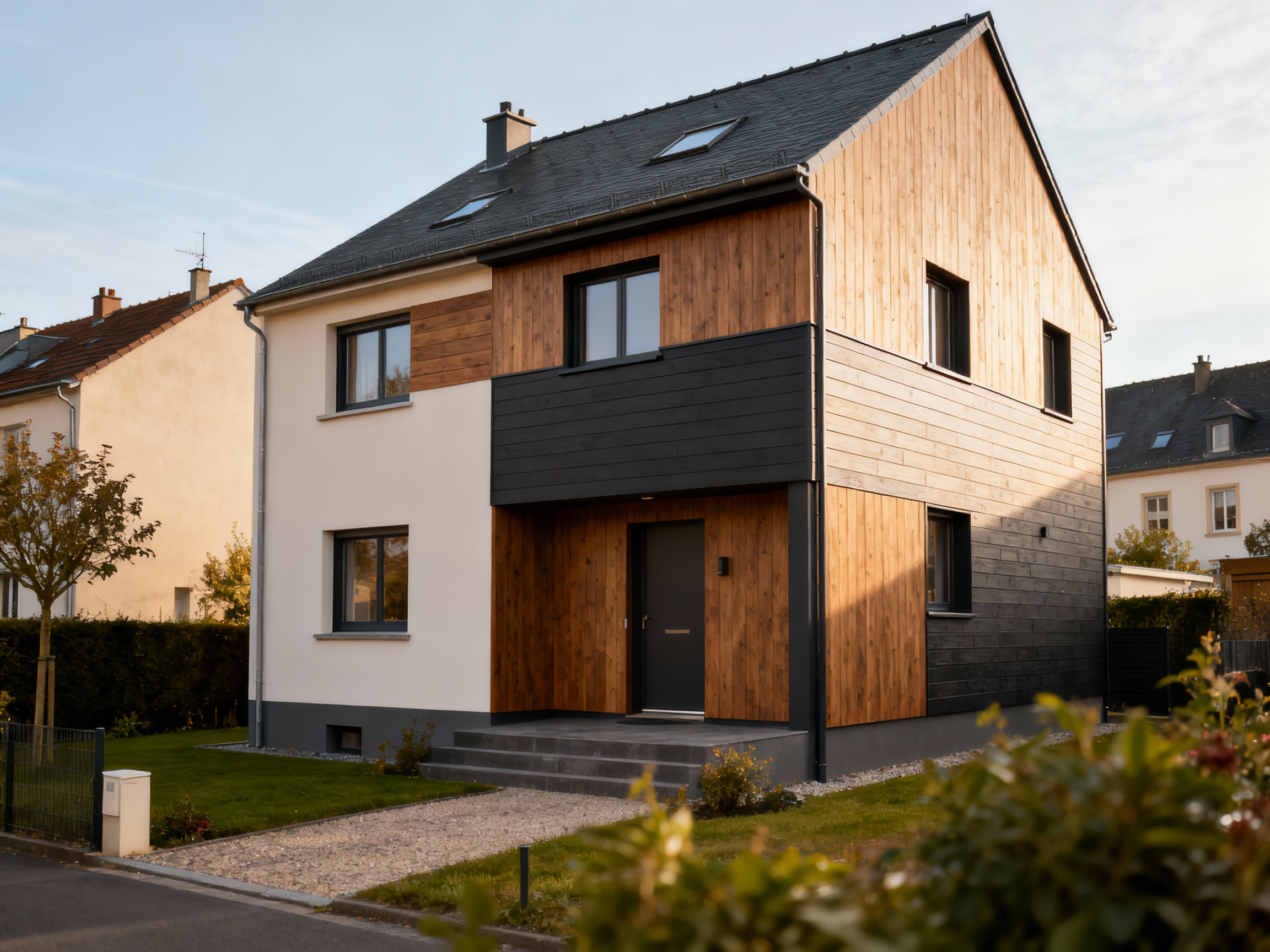 Maison avec bardage bois réalisé